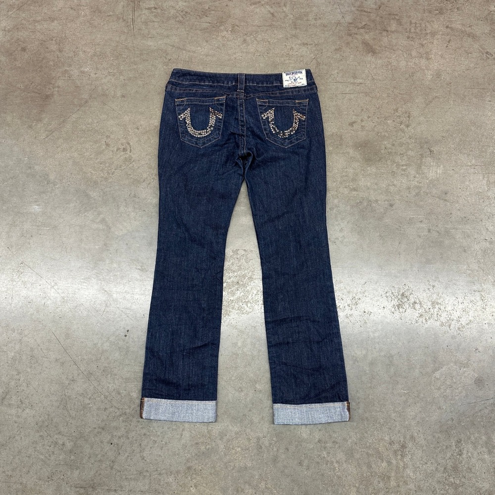 True Religion Studded Horseshoe Straight Leg Dark Wash Jeans Women's 32x30 - Picture 4 of 9